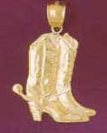 Embossed Cowboy Boots Spurs 5199 3.6 grams 14 Kt. Gold Pendant